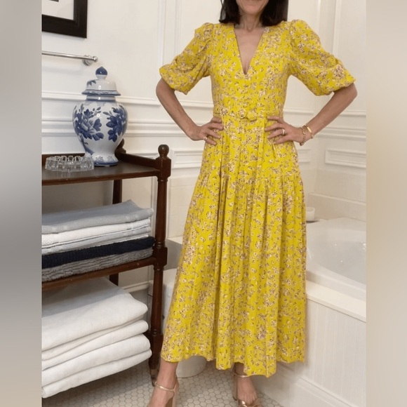 Nicholas Cecile Floral Midi Belt Dress - Picture 1 of 10